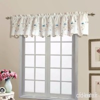 United Curtain Loretta Embroidered Sheer Shaped Valance  52 by 18-Inch  White/Blue by United Curtain - B017N2T8X2